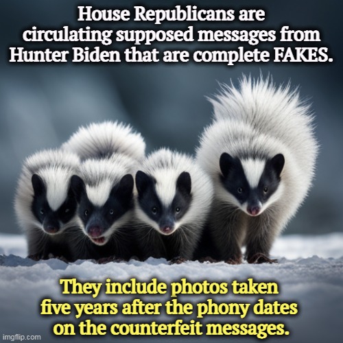 But Trump's boxes! | House Republicans are circulating supposed messages from Hunter Biden that are complete FAKES. They include photos taken 
five years after the phony dates 
on the counterfeit messages. | image tagged in house,republicans,liars,fake news,hunter biden | made w/ Imgflip meme maker