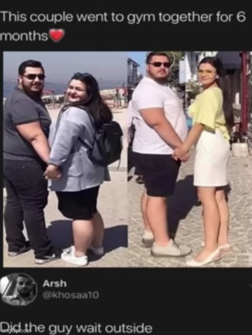 #2,270 | image tagged in roasts,insults,funny,couple,gym,overweight | made w/ Imgflip meme maker