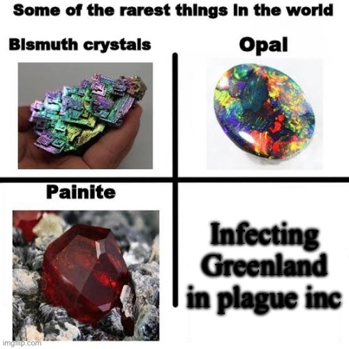 Some of the rarest things in the world | Infecting Greenland in plague inc | image tagged in some of the rarest things in the world | made w/ Imgflip meme maker