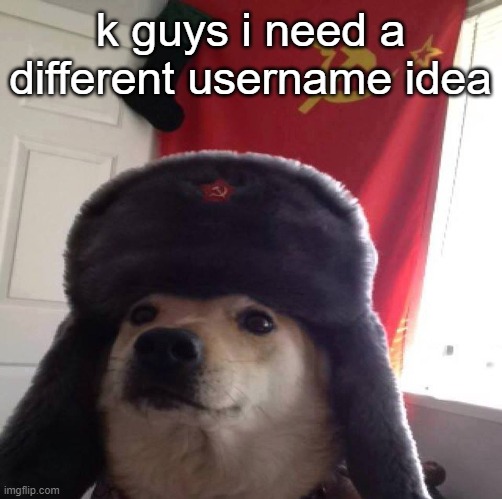 communism dog | k guys i need a different username idea | image tagged in communism dog | made w/ Imgflip meme maker