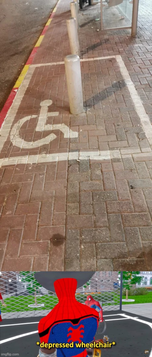 Handicapped sign | image tagged in depressed wheelchair,handicapped,handicapped sign,memes,you had one job,crappy design | made w/ Imgflip meme maker