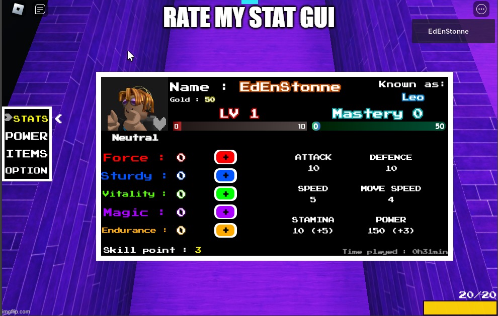 Ok I've finally made the stat screen for my Undertale game ! (Moving back to the Undertale stream, I hope the mods don't mind) | RATE MY STAT GUI | image tagged in undertale,roblox,roblox studio,project,gaming,coding | made w/ Imgflip meme maker