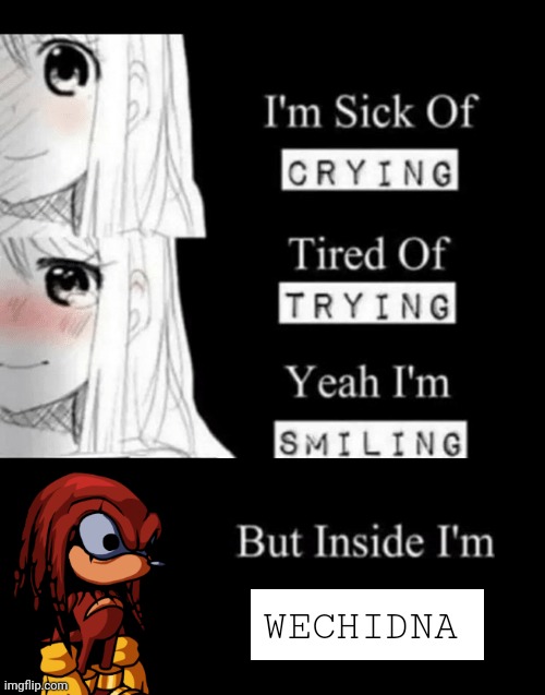 Guess I'll die | WECHIDNA | image tagged in i'm sick of crying tired of trying yeah i'm smiling but insid,FridayNightFunkin | made w/ Imgflip meme maker