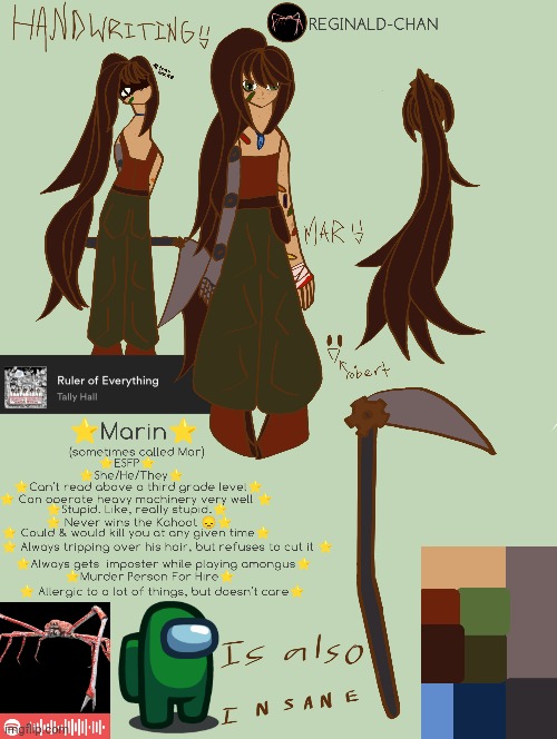 marin character sheet <3 | image tagged in insanity,amongus,steampunk,oc,original character,help me | made w/ Imgflip meme maker