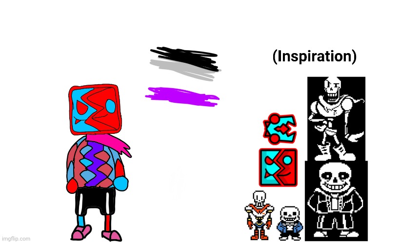 My new persona, with insperation from sans, papyrus and of course, my gd icon (it has Sans so it counts) | image tagged in persona,art,undertale,inspire,ace,asexual | made w/ Imgflip meme maker