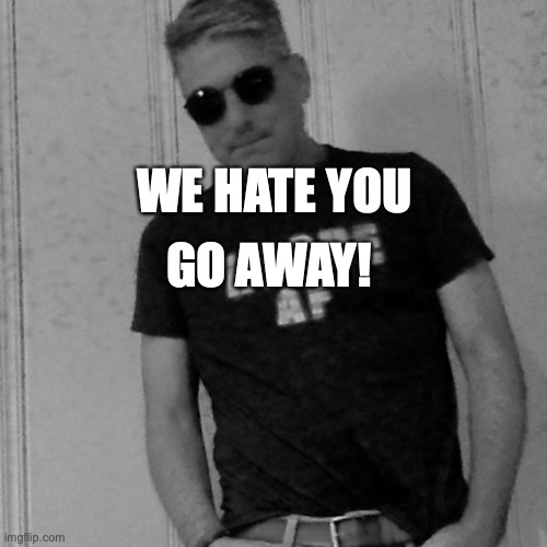 We Hate You Go Away | WE HATE YOU; GO AWAY! | image tagged in facebook,banned | made w/ Imgflip meme maker