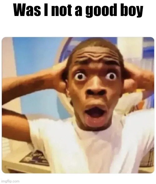 Black guy suprised | Was I not a good boy | image tagged in black guy suprised | made w/ Imgflip meme maker