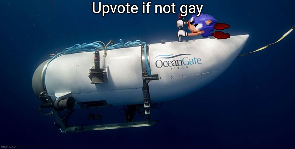 Sonic titanic submarine | Upvote if not gay | image tagged in sonic titanic submarine | made w/ Imgflip meme maker