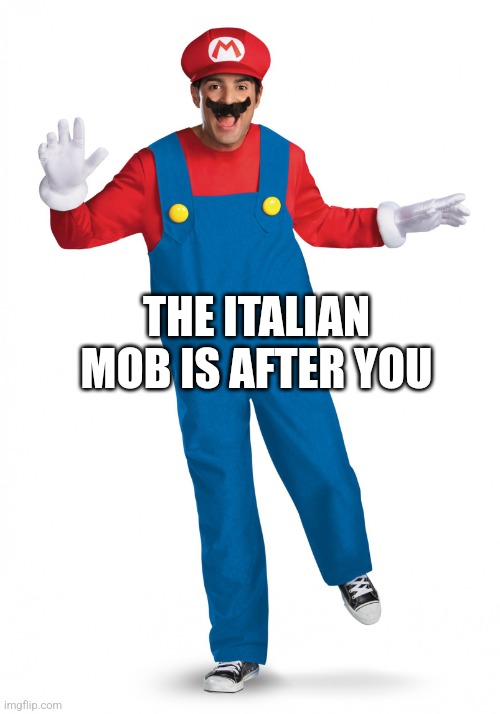 Mario | THE ITALIAN MOB IS AFTER YOU | image tagged in mario | made w/ Imgflip meme maker