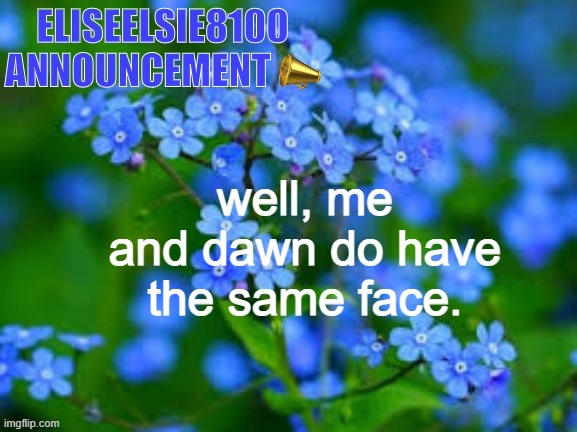 i can unlock her phone with face id | well, me and dawn do have the same face. | image tagged in eliseelsie8100 announcement | made w/ Imgflip meme maker