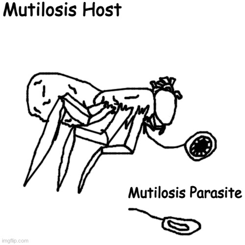 A new alien disease requested by Skyhatesdisc from the Clamworks server | Mutilosis Host; Mutilosis Parasite | made w/ Imgflip meme maker