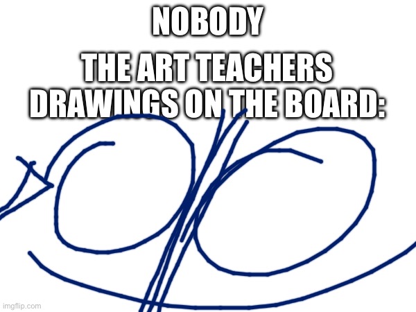 Relatable anyone? | NOBODY; THE ART TEACHERS DRAWINGS ON THE BOARD: | image tagged in among us tag because why not | made w/ Imgflip meme maker