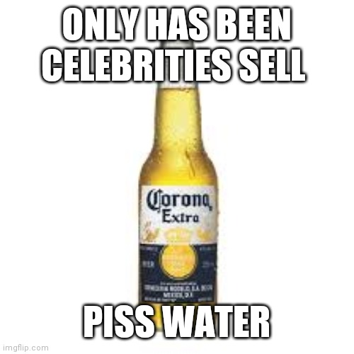 Sitting on a Beach | ONLY HAS BEEN CELEBRITIES SELL; PISS WATER | image tagged in corona beer,getting paid,who drinks this shit | made w/ Imgflip meme maker