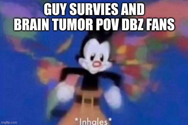 *inhales* | GUY SURVIES AND BRAIN TUMOR POV DBZ FANS | image tagged in inhales | made w/ Imgflip meme maker