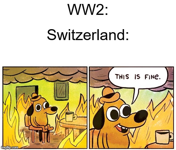 This Is Fine | WW2:; Switzerland: | image tagged in memes,this is fine | made w/ Imgflip meme maker