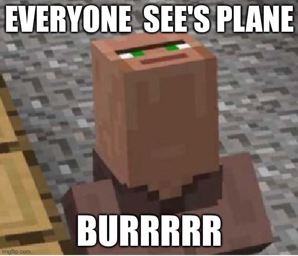 to natural | EVERYONE  SEE'S PLANE; BURRRRR | image tagged in minecraft villager looking up,aviation,airplane | made w/ Imgflip meme maker