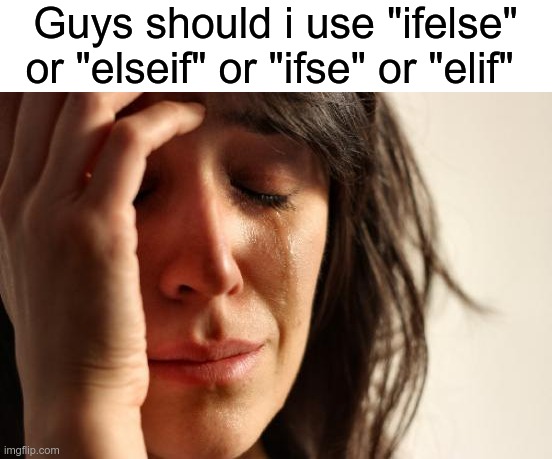 true and false statements | Guys should i use "ifelse" or "elseif" or "ifse" or "elif" | image tagged in memes,first world problems | made w/ Imgflip meme maker