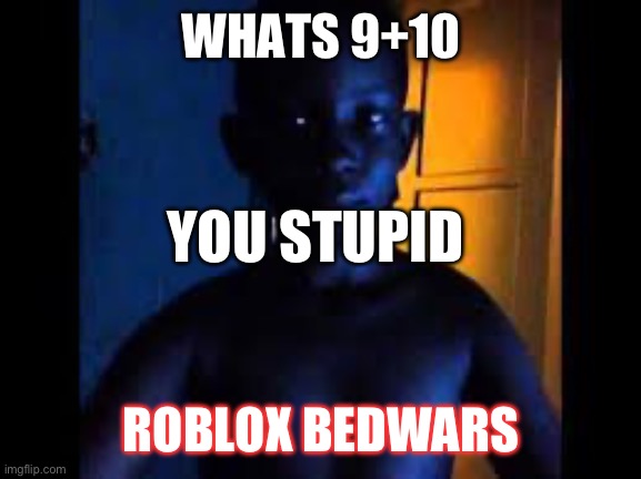 whats 9+10 | WHATS 9+10; YOU STUPID; ROBLOX BEDWARS | image tagged in whats 9 10 | made w/ Imgflip meme maker