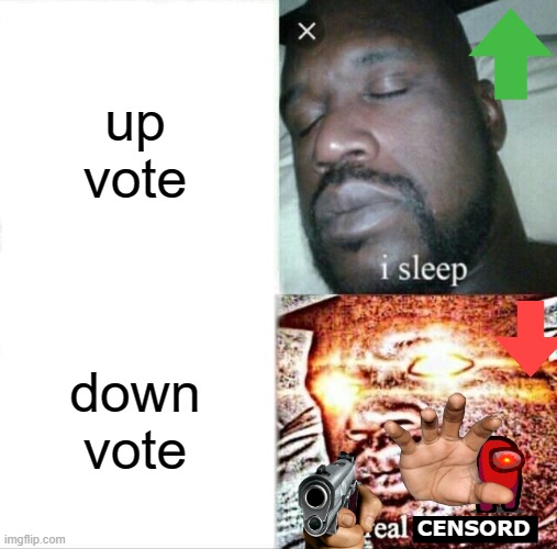 if you downvote you go to crash | up vote; down vote; CENSORD | image tagged in memes,sleeping shaq,upvote,downvote | made w/ Imgflip meme maker