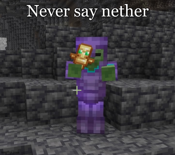 Never say nether in the nether or netherithes zombies with totems of undying will come. | Never say nether | image tagged in netherite zombie,minecraft | made w/ Imgflip meme maker