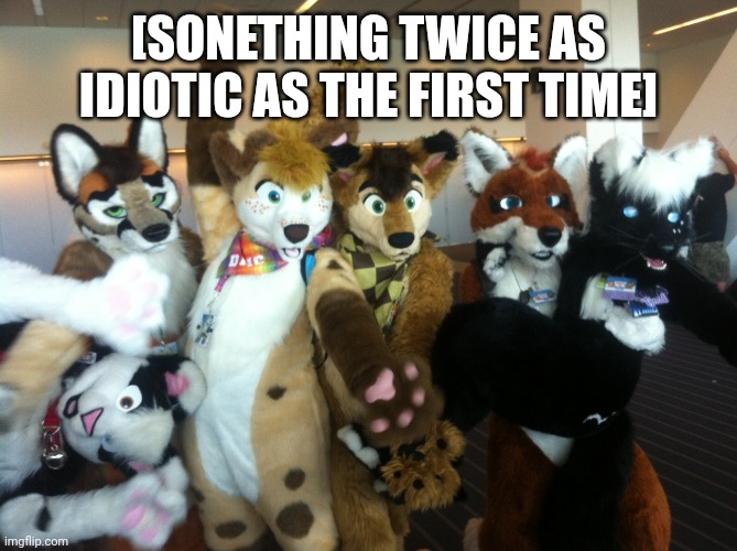 Furries | [SONETHING TWICE AS IDIOTIC AS THE FIRST TIME] | image tagged in furries | made w/ Imgflip meme maker