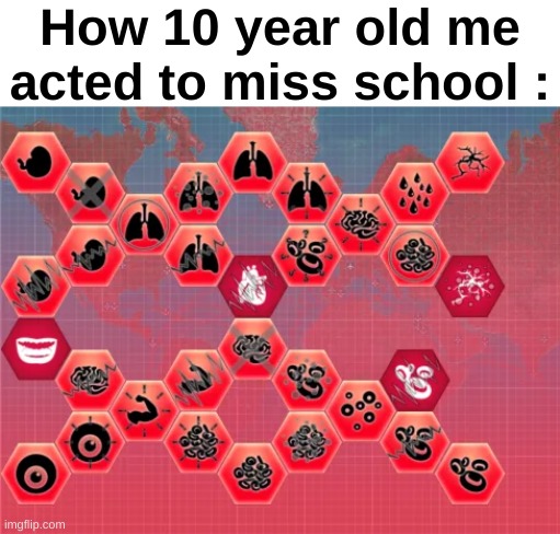 "mOm I'm GoNnA DiE" | How 10 year old me acted to miss school : | image tagged in memes,funny,relaltable,sickness,plague inc,front page plz | made w/ Imgflip meme maker