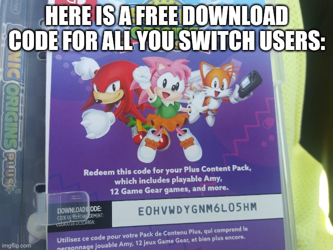 Yay free stuff | HERE IS A FREE DOWNLOAD CODE FOR ALL YOU SWITCH USERS: | image tagged in nintendo switch | made w/ Imgflip meme maker