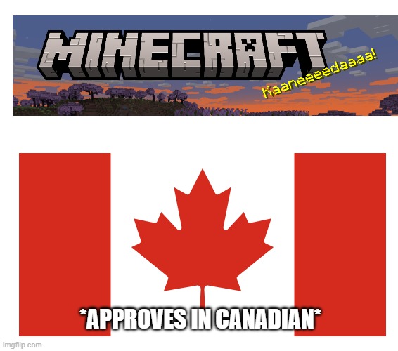 i thought it was funny ig | *APPROVES IN CANADIAN* | image tagged in canada,minecraft | made w/ Imgflip meme maker