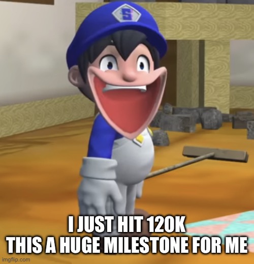 I’m using custom icon though | I JUST HIT 120K
THIS A HUGE MILESTONE FOR ME | image tagged in happy smg4 | made w/ Imgflip meme maker