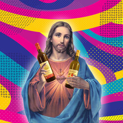Jesus with wine Blank Meme Template