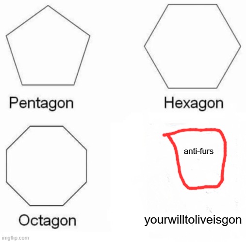 Seriously though, what did furries ever do to THEM? | anti-furs; yourwilltoliveisgon | image tagged in memes,pentagon hexagon octagon | made w/ Imgflip meme maker