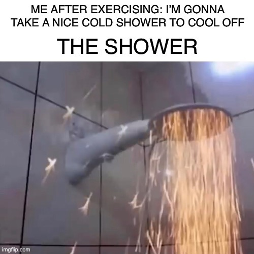 Me fr | image tagged in shower,hot shower,hot,exercise | made w/ Imgflip meme maker