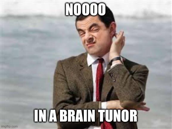 Mr Bean Sarcastic | NOOOO IN A BRAIN TUMOR | image tagged in mr bean sarcastic | made w/ Imgflip meme maker