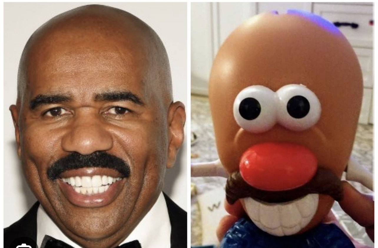 High Quality Steve Harvey=Upside down potato head Blank Meme Template