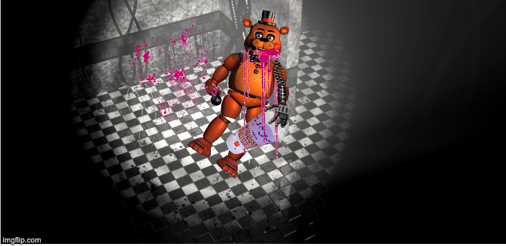 Toy Freddy drinks the grimace juice (f in the chat) | image tagged in parts and service | made w/ Imgflip meme maker