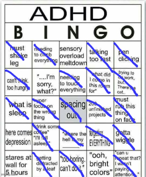 Um, Yea... | image tagged in adhd bingo | made w/ Imgflip meme maker