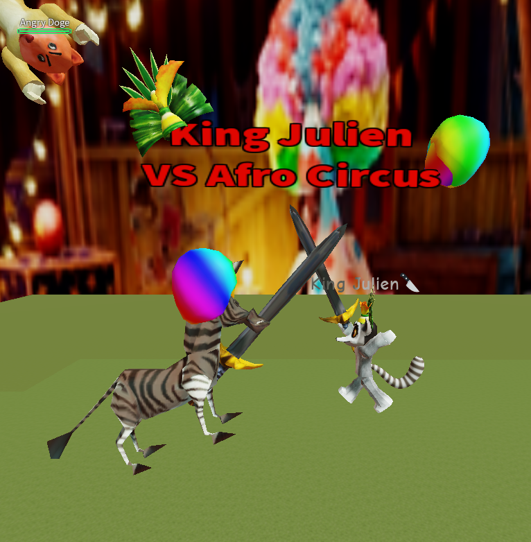 High Quality King Julien VS Afro Circus Blank Meme Template