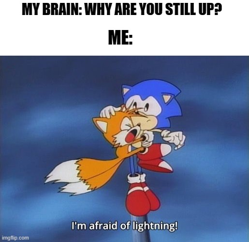I'm not kidding. I am actually scared of lightning | MY BRAIN: WHY ARE YOU STILL UP? ME: | made w/ Imgflip meme maker