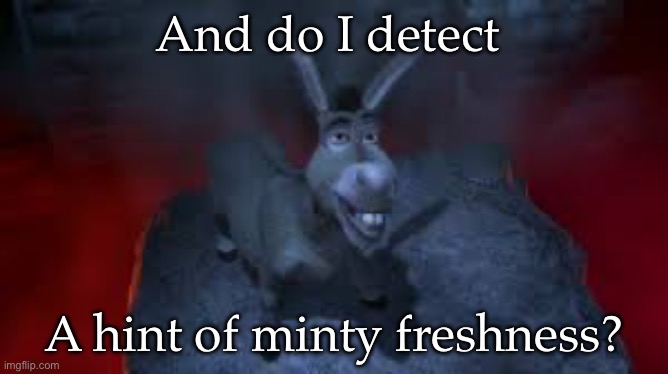Donkey to dragon | And do I detect; A hint of minty freshness? | image tagged in donkey,dragon,fresh,minty | made w/ Imgflip meme maker