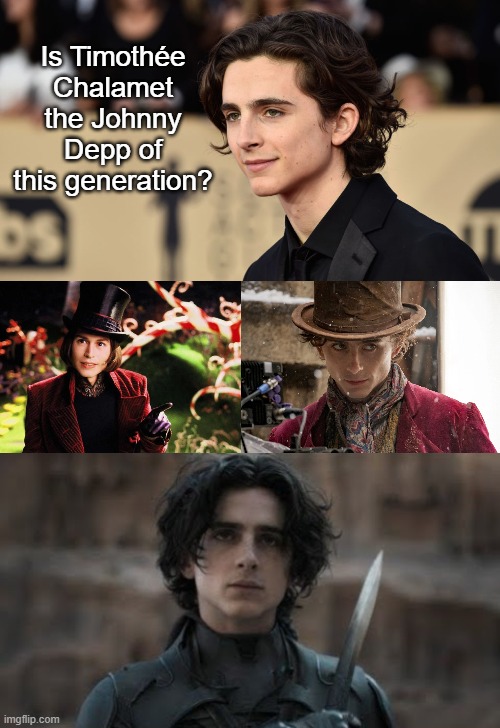 Is Timothée Chalamet the Johnny Depp of this generation? | Is Timothée Chalamet the Johnny Depp of this generation? | image tagged in paul atreides salute,timothee chalamet,johnny depp | made w/ Imgflip meme maker