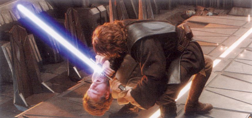 Anakin with Lightsaber to Kenobi's Throat Blank Meme Template