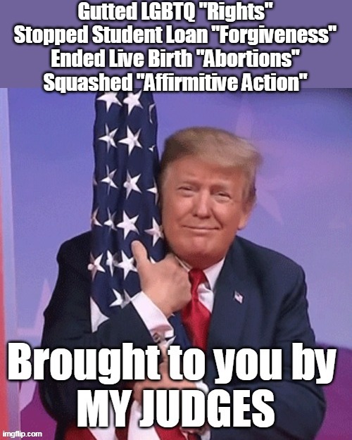 Just stopping Hillary was enough for me, "Trump Bonus Round" | Gutted LGBTQ "Rights"
Stopped Student Loan "Forgiveness"
Ended Live Birth "Abortions"
Squashed "Affirmitive Action" | image tagged in trumps greatest contribution | made w/ Imgflip meme maker
