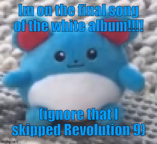 Marill 6 | Im on the final song of the white album!!!! (ignore that I skipped Revolution 9) | image tagged in marill 6 | made w/ Imgflip meme maker