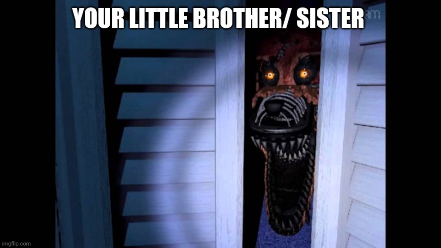 Foxy FNaF 4 | YOUR LITTLE BROTHER/ SISTER | image tagged in foxy fnaf 4 | made w/ Imgflip meme maker