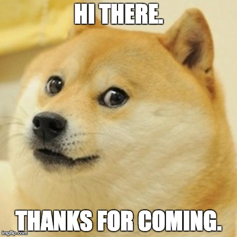 Doge Meme | HI THERE. THANKS FOR COMING. | image tagged in memes,doge | made w/ Imgflip meme maker