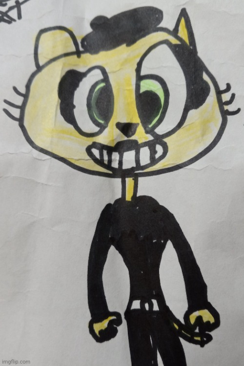 #6:this is the first drawing I ever did. 3 years ago. Back in early 2020. It's a very special art.It's what cally looked like. | image tagged in cartoon,anti furry,furry,artwork,cute,bendy and the ink machine | made w/ Imgflip meme maker