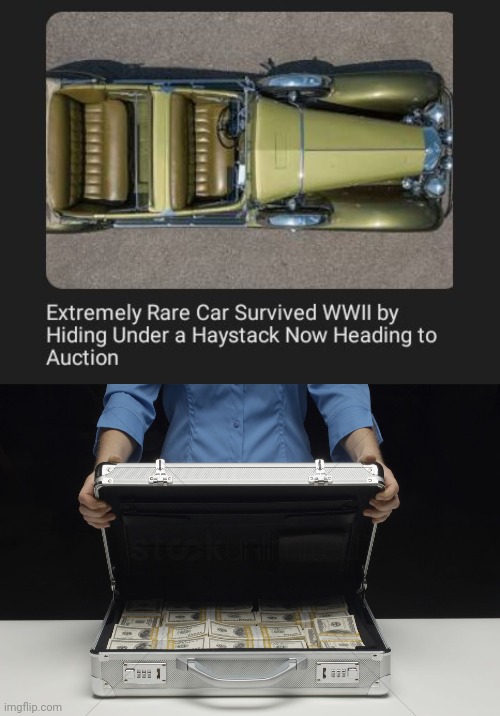 Extremely rare car | image tagged in money briefcase,world war 2,rare,car,memes,auction | made w/ Imgflip meme maker