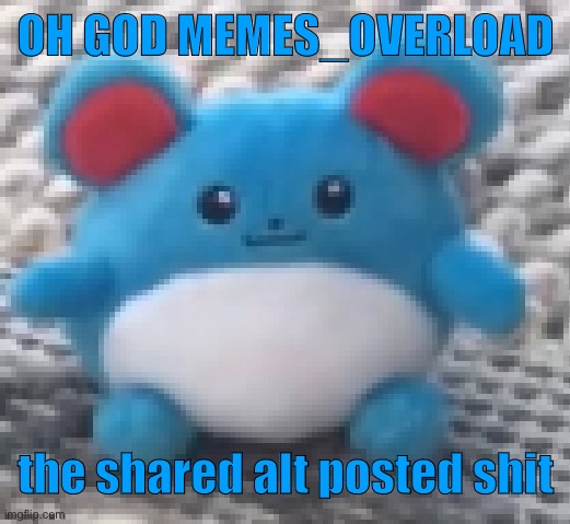 Marill 6 | OH GOD MEMES_OVERLOAD; the shared alt posted shit | image tagged in marill 6 | made w/ Imgflip meme maker