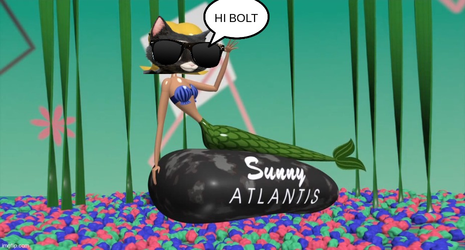 mittens as sunny atlantis | HI BOLT | image tagged in disney,pixar,cosplay,cats,mermaid | made w/ Imgflip meme maker