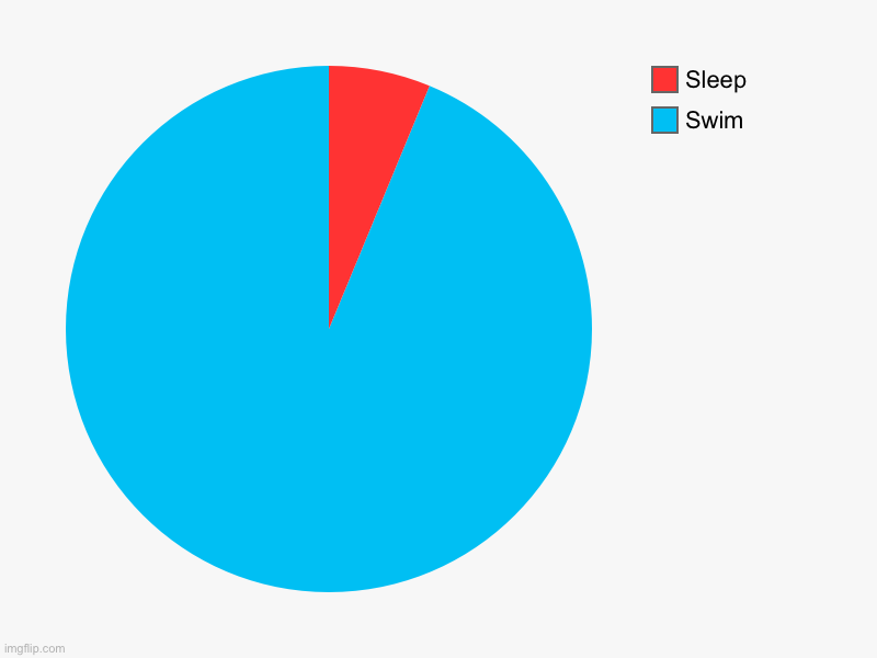 Swim, Sleep | image tagged in charts,pie charts | made w/ Imgflip chart maker
